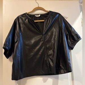 Avec Les Filles Black Faux Leather Top